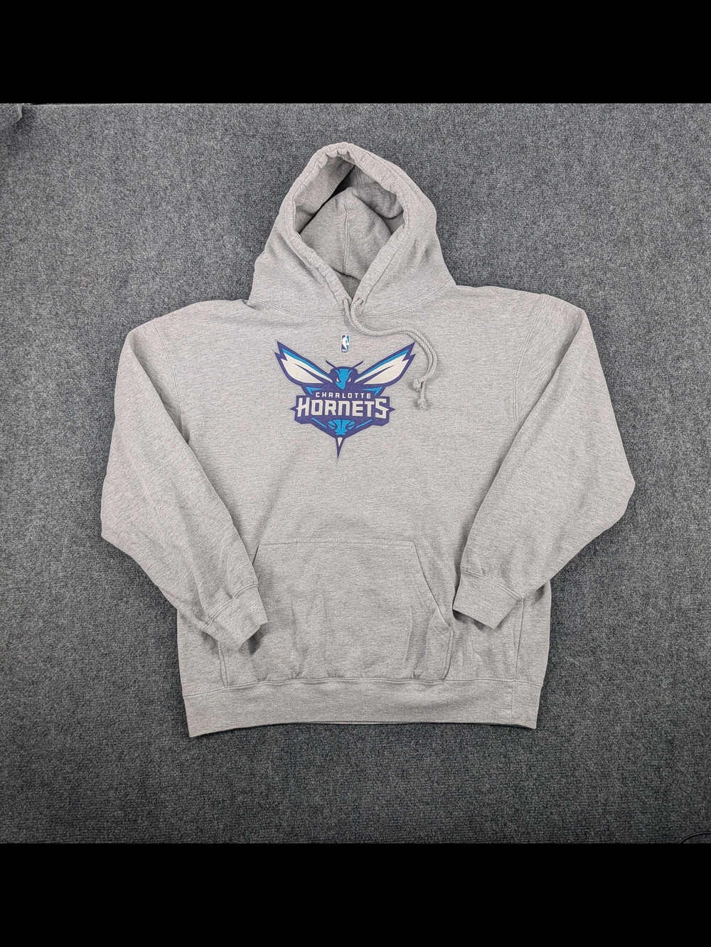 Vintage Majestic NBA Charlotte Hornets Hoodie Gray Pullover Sweatshirt L/XL